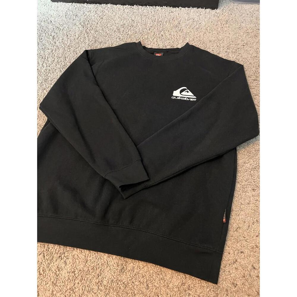 Quiksilver Men’s Black Fleece-Lined Crewneck Pullover Sweatshirt Size L